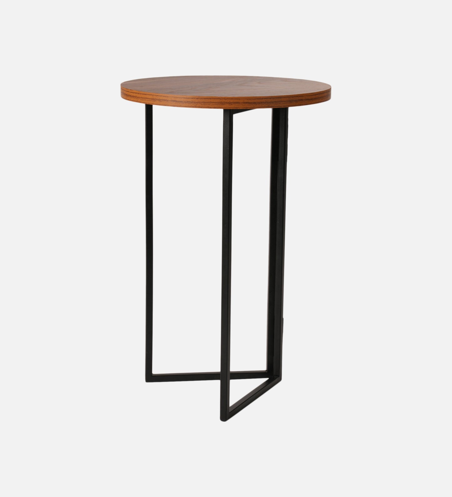 Teak Hues (Charcoal Legs) Round Oblique Side Tables, Wooden Tables, Living Room Decor by A Tiny Mistake