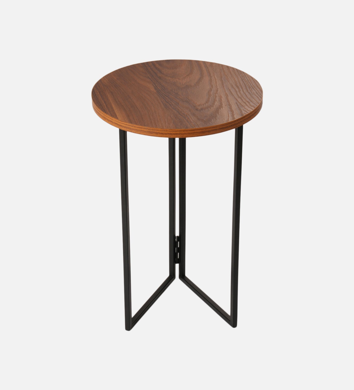 Teak Hues (Charcoal Legs) Round Oblique Side Tables, Wooden Tables, Living Room Decor by A Tiny Mistake