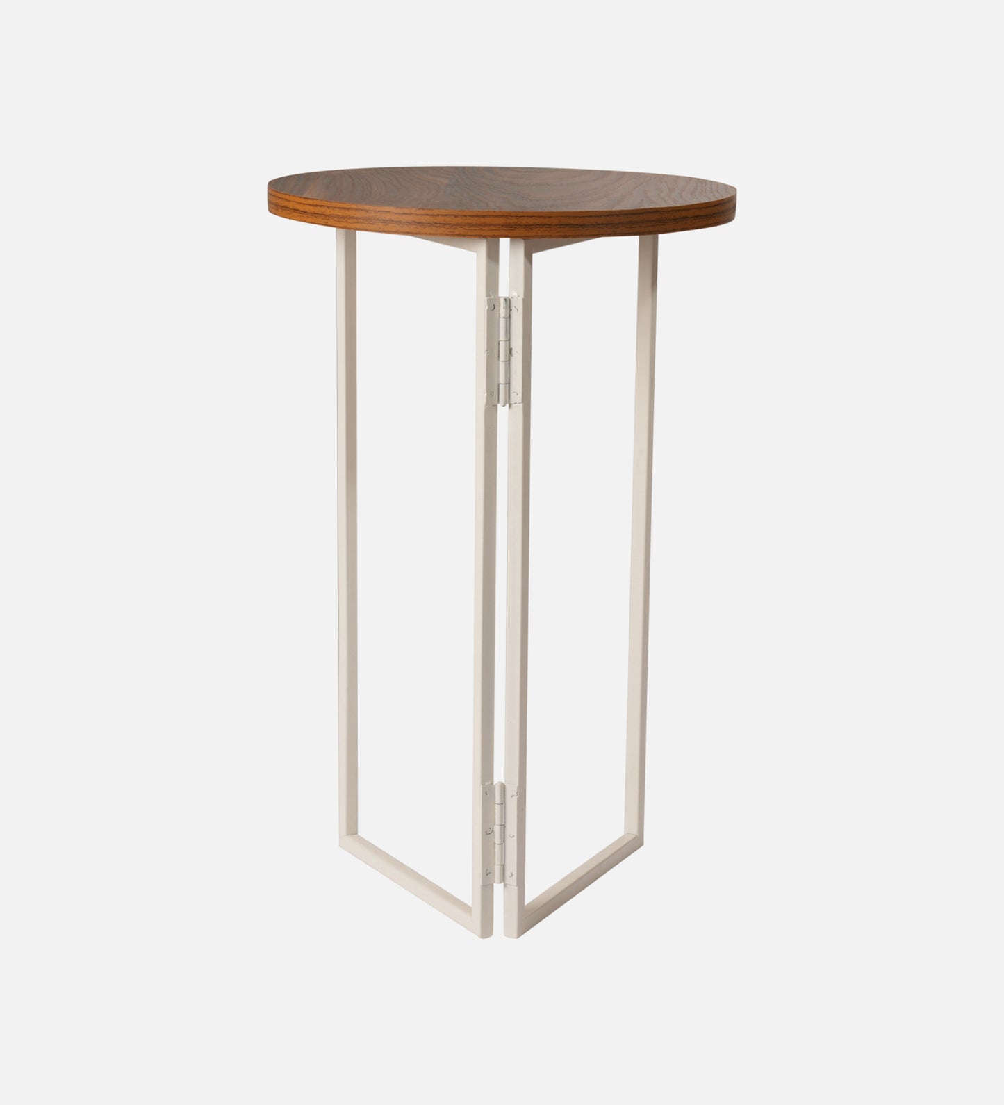 Teak Hues (Ivory Legs) Round Oblique Side Tables, Wooden Tables, Living Room Decor by A Tiny Mistake