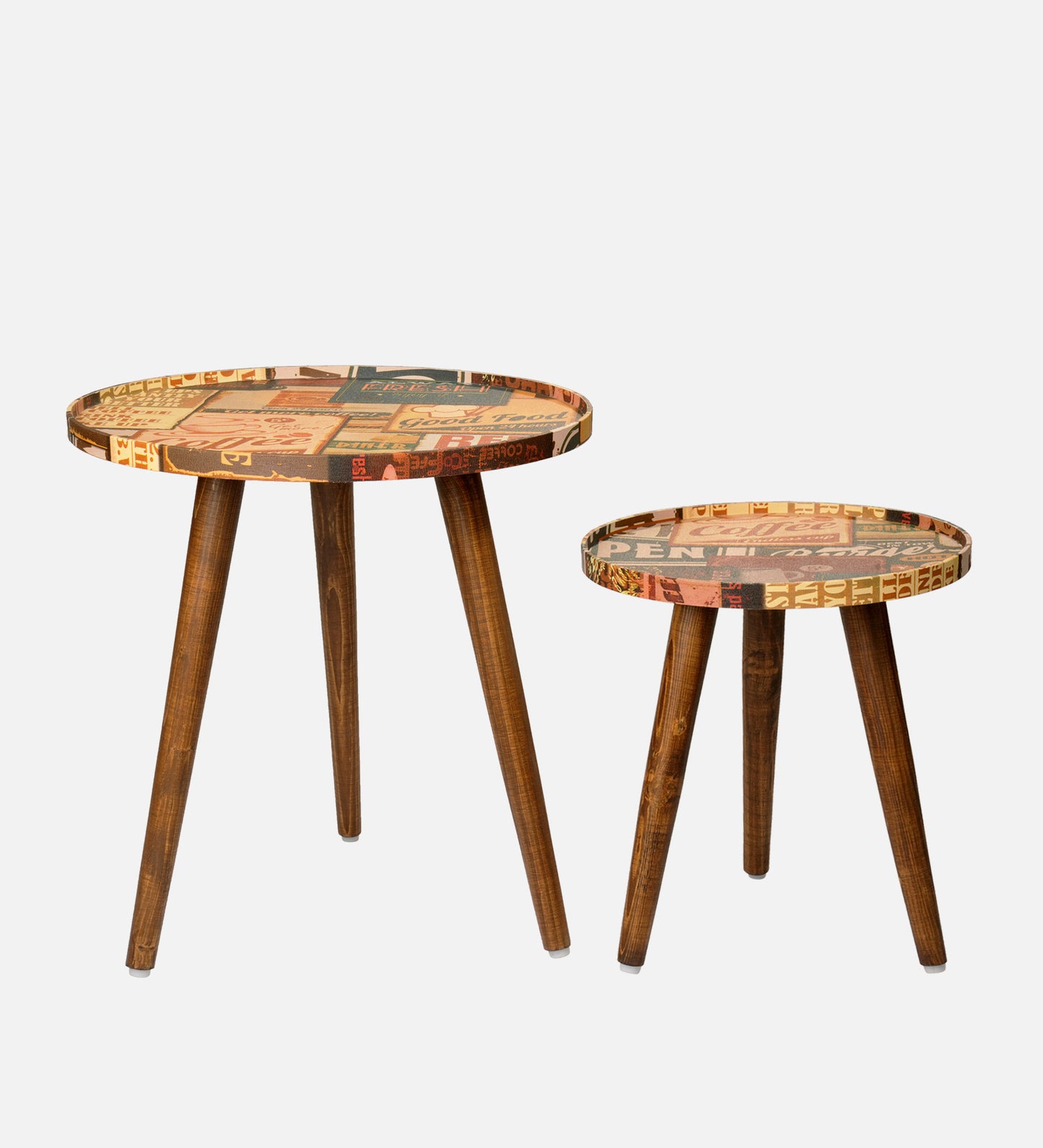 Crushing on Coffee Round Nesting Tables with Wooden Legs, Side Tables, Wooden Tables, Living Room Decor by A Tiny Mistake