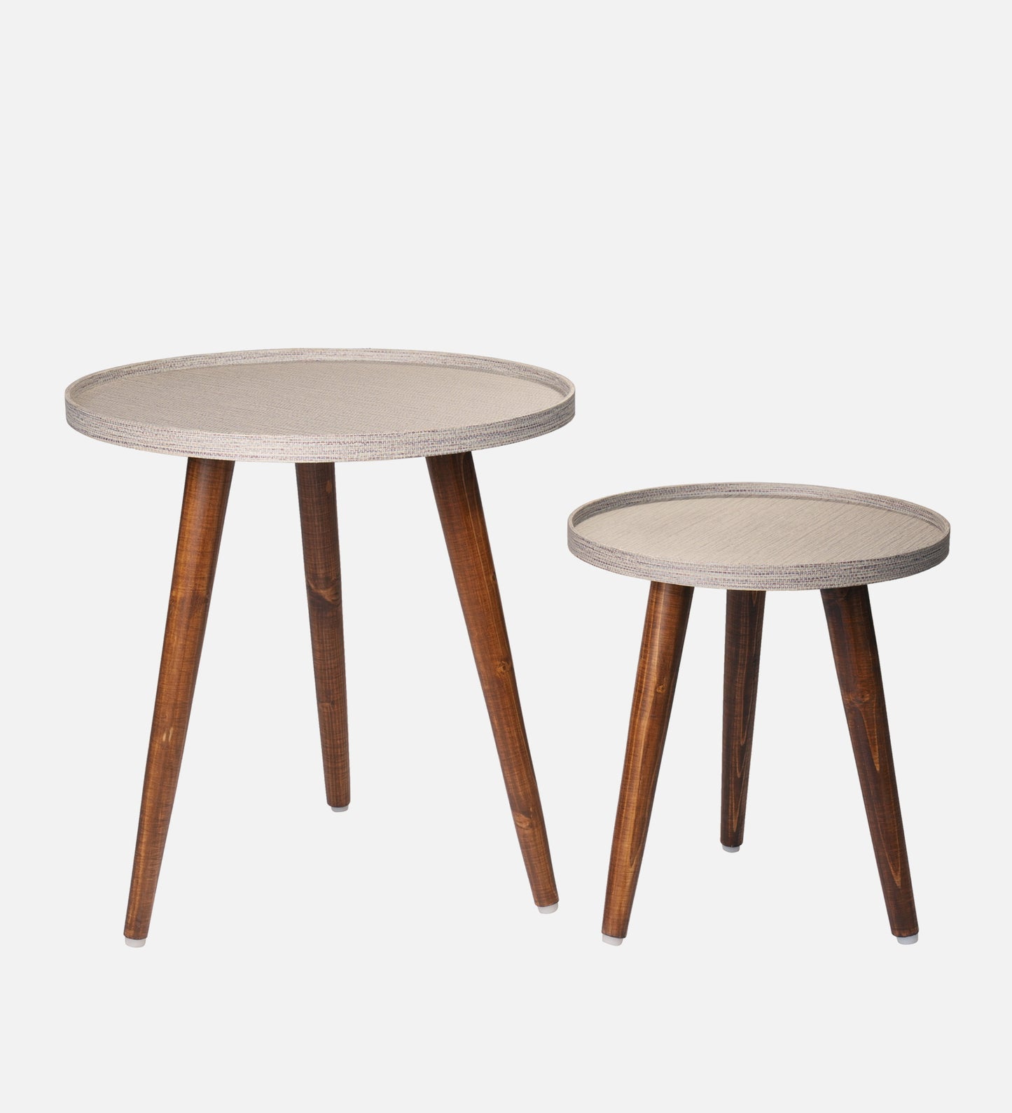 Weave Round Nesting Tables with Wooden Legs, Side Tables, Wooden Tables, Living Room Decor by A Tiny Mistake