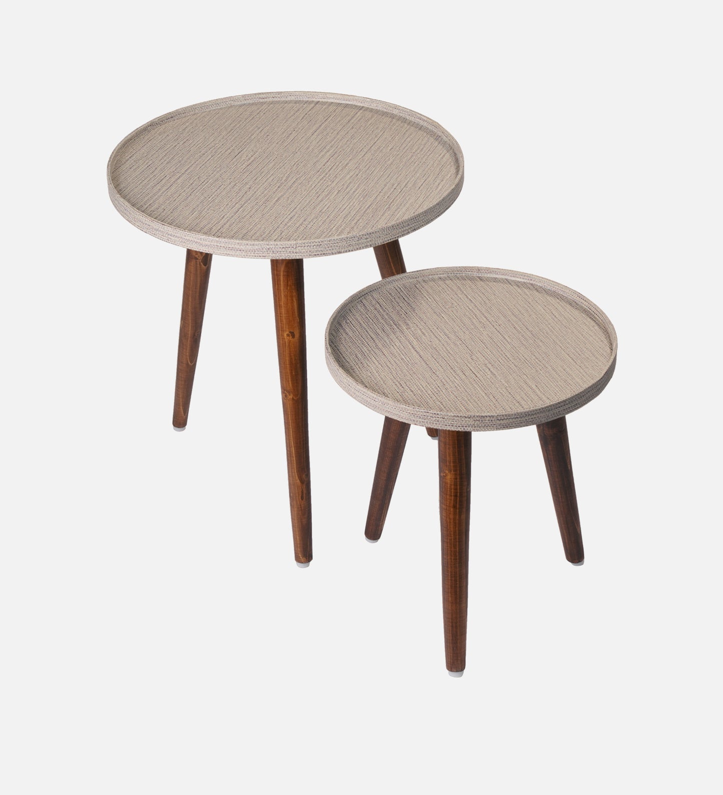 Weave Round Nesting Tables with Wooden Legs, Side Tables, Wooden Tables, Living Room Decor by A Tiny Mistake