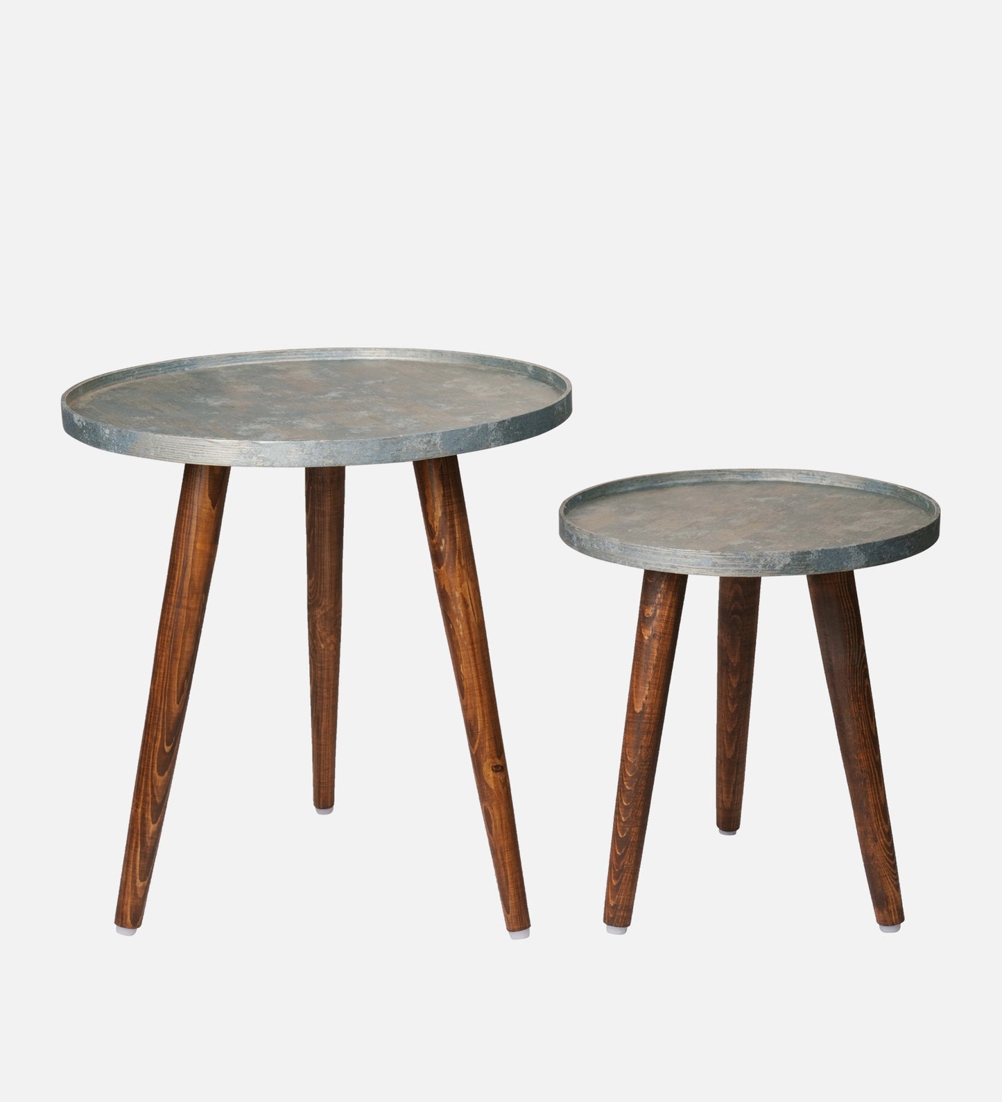 Teal Rain Round Nesting Tables with Wooden Legs, Side Tables, Wooden Tables, Living Room Decor by A Tiny Mistake