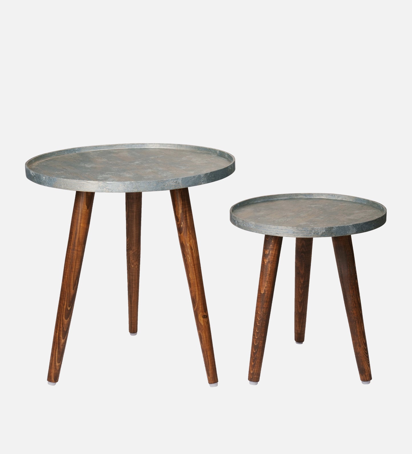 Teal Rain Round Nesting Tables with Wooden Legs, Side Tables, Wooden Tables, Living Room Decor by A Tiny Mistake