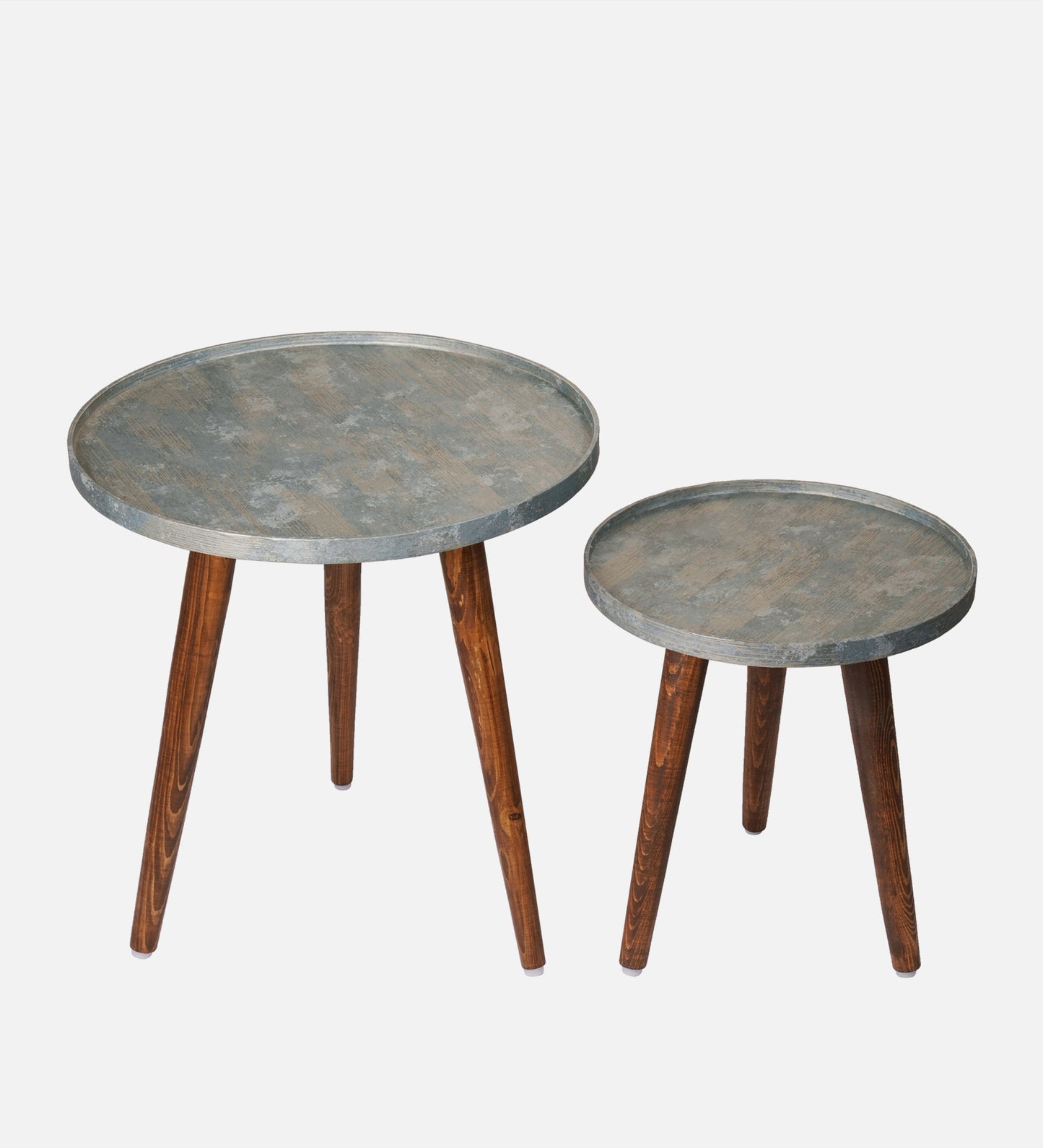 Teal Rain Round Nesting Tables with Wooden Legs, Side Tables, Wooden Tables, Living Room Decor by A Tiny Mistake