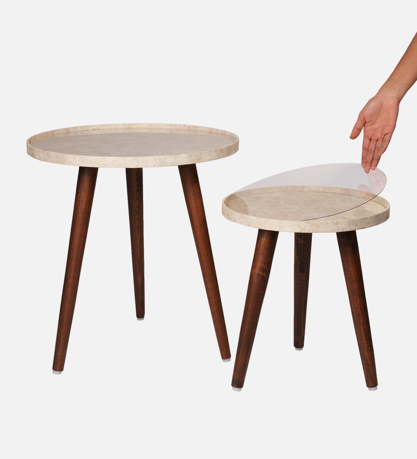 Ethereal Gold Round Nesting Tables with Wooden Legs, Side Tables, Wooden Tables, Living Room Decor by A Tiny Mistake