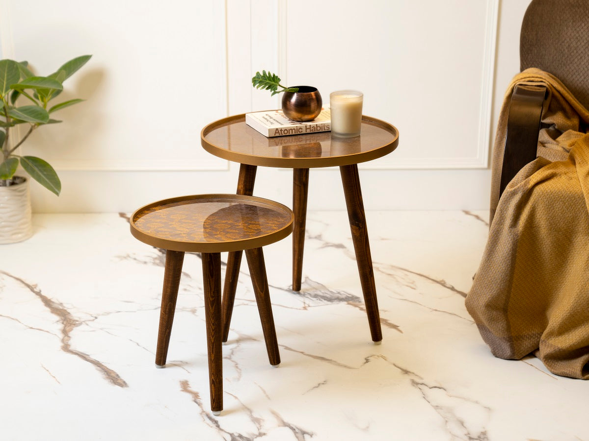 Bela Round Nesting Tables with Wooden Legs, Side Tables, Wooden Tables, Living Room Decor by A Tiny Mistake