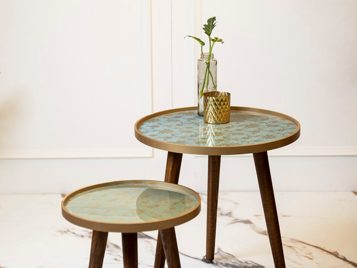 Soundarya Round Nesting Tables with Wooden Legs, Side Tables, Wooden Tables, Living Room Decor by A Tiny Mistake