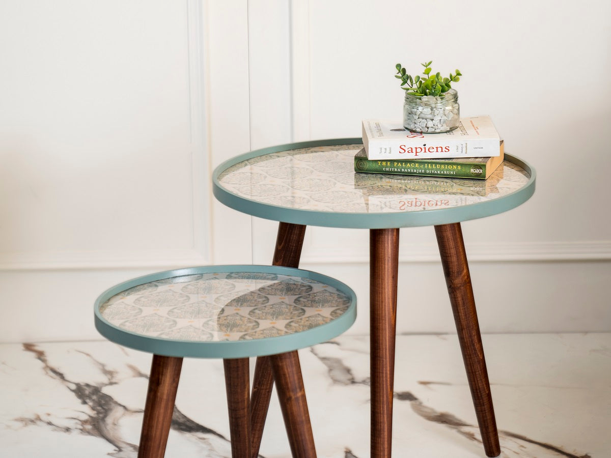 Vriksha Round Nesting Tables with Wooden Legs, Side Tables, Wooden Tables, Living Room Decor by A Tiny Mistake