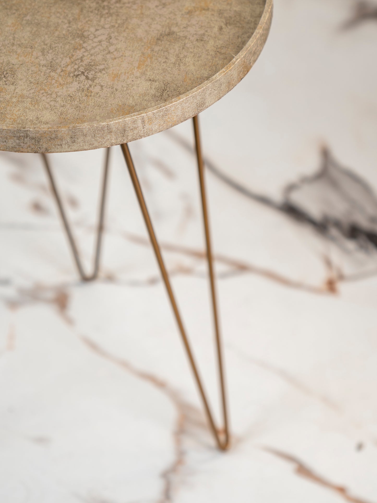Transcendent Tinge Dark Gold Side Tables with Hairpin Legs, Wooden Tables, Living Room Decor by A Tiny Mistake