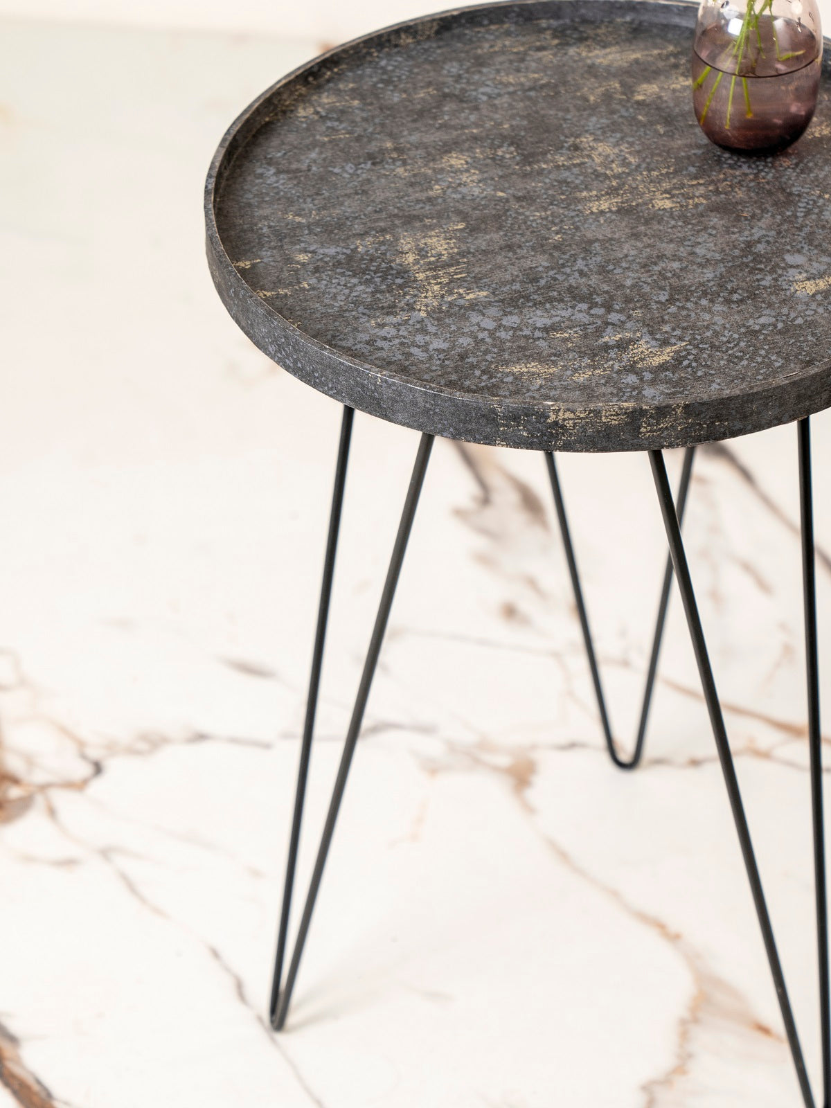 Transcendent Tinge Dark Blue Side Tables with Hairpin Legs, Wooden Tables, Living Room Decor by A Tiny Mistake