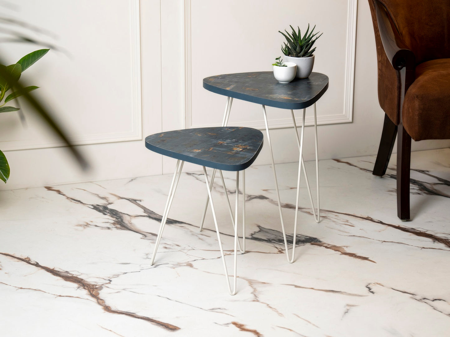 Bohemian Tint Trinity Nesting Tables with Hairpin Legs, Side Tables, Wooden Tables, Living Room Decor by A Tiny Mistake