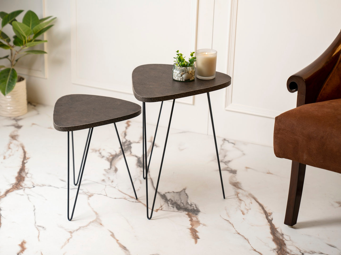 Twilight Trinity Nesting Tables with Hairpin Legs, Side Tables, Wooden Tables, Living Room Decor by A Tiny Mistake