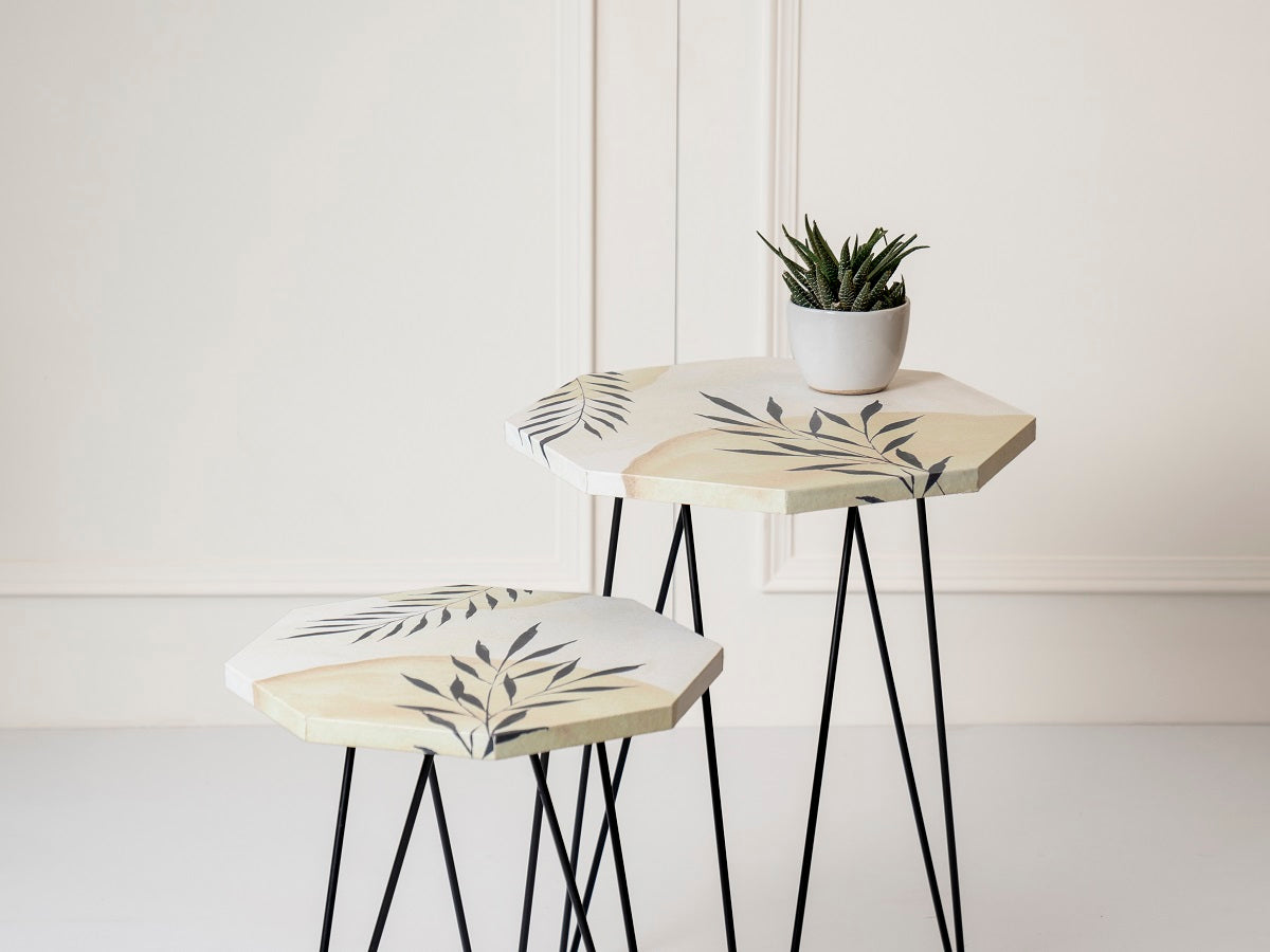 Desert Desire Octagon Nesting Tables with Hairpin Legs, Side Tables, Wooden Tables, Living Room Decor by A Tiny Mistake