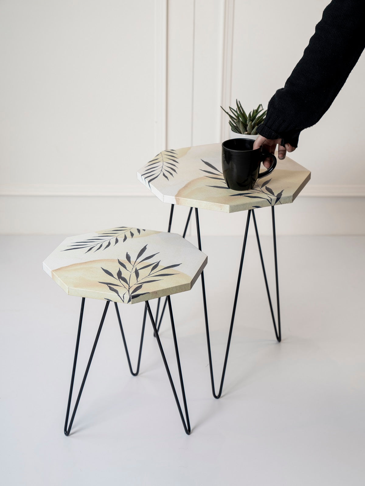 Desert Desire Octagon Nesting Tables with Hairpin Legs, Side Tables, Wooden Tables, Living Room Decor by A Tiny Mistake
