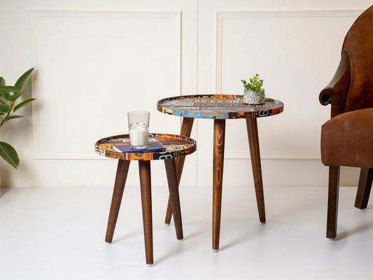 Muddy Miles Round Nesting Tables with Wooden Legs, Side Tables, Wooden Tables, Living Room Decor by A Tiny Mistake