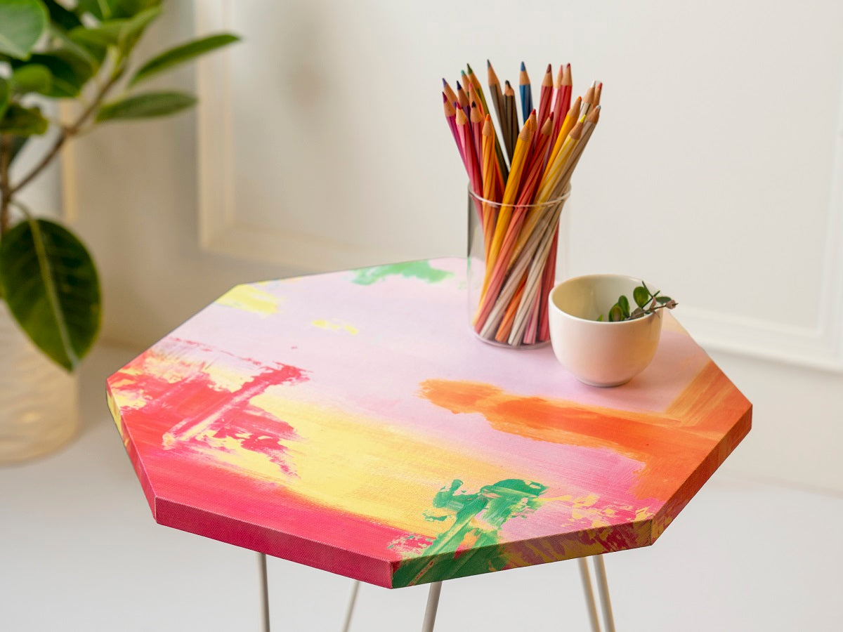 Neon Octagon Side Tables with Hairpin Legs, Side Tables, Wooden Tables, Living Room Decor by A Tiny Mistake