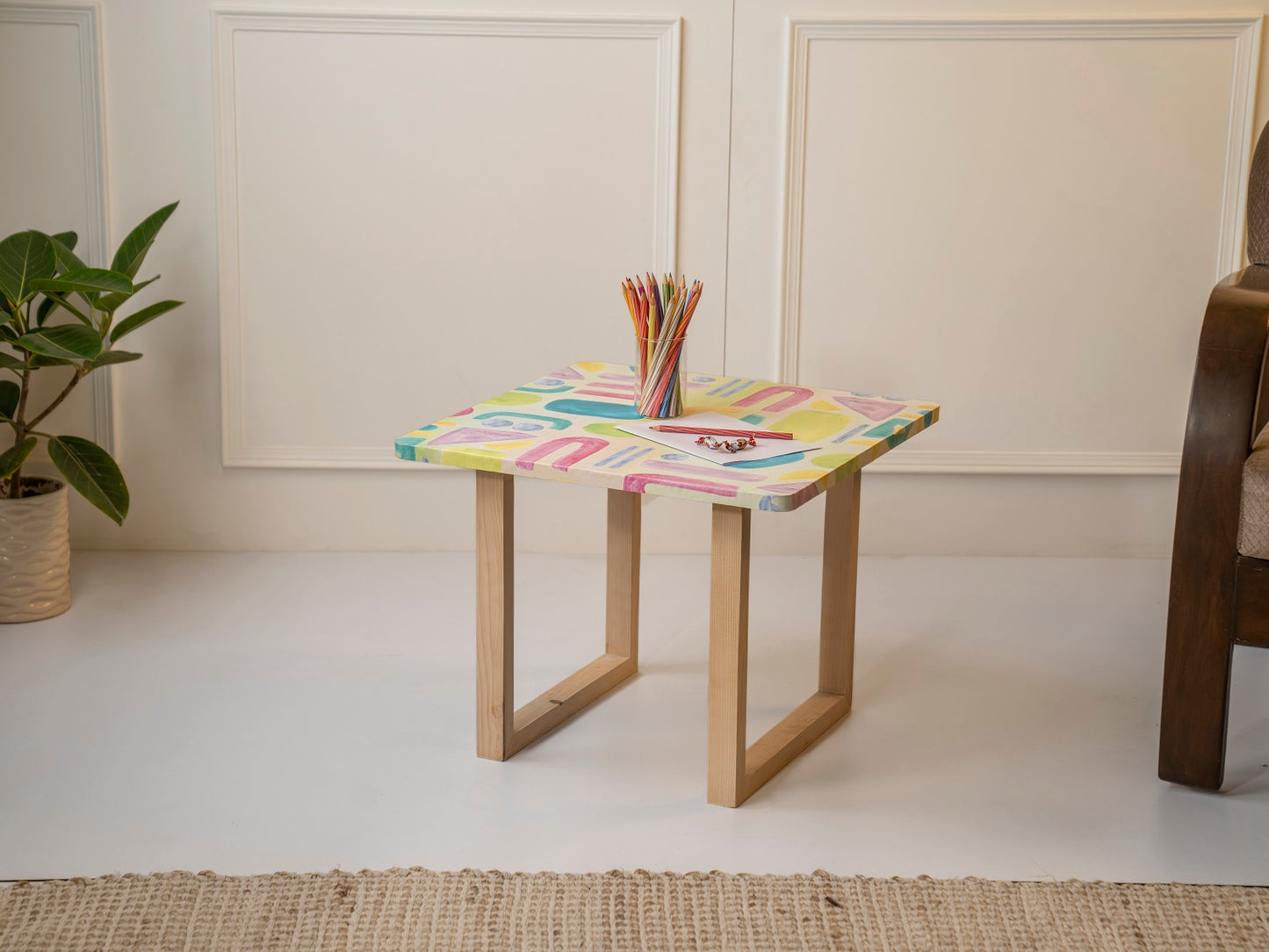 Tiny Doodles Square Coffee Tables, Wooden Tables, Coffee Tables, Center Tables, Living Room Decor by A Tiny Mistake
