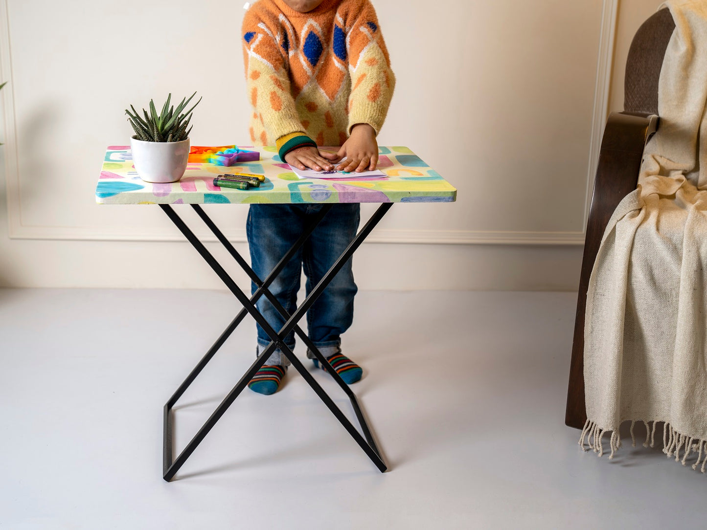 Tiny Doodles Criss Cross Side Tables, Writing Tables, Wooden Tables, Kids Tables, End Tables Living Room Decor by A Tiny Mistake