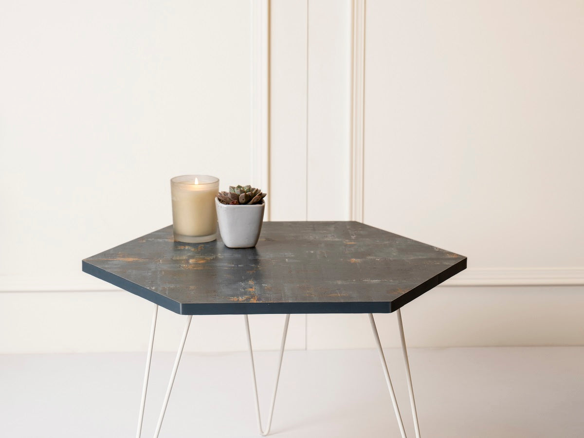 Bohemian Tint Hexagon Small Coffee Tables, Wooden Tables, Coffee Tables, Center Tables, Living Room Decor by A Tiny Mistake