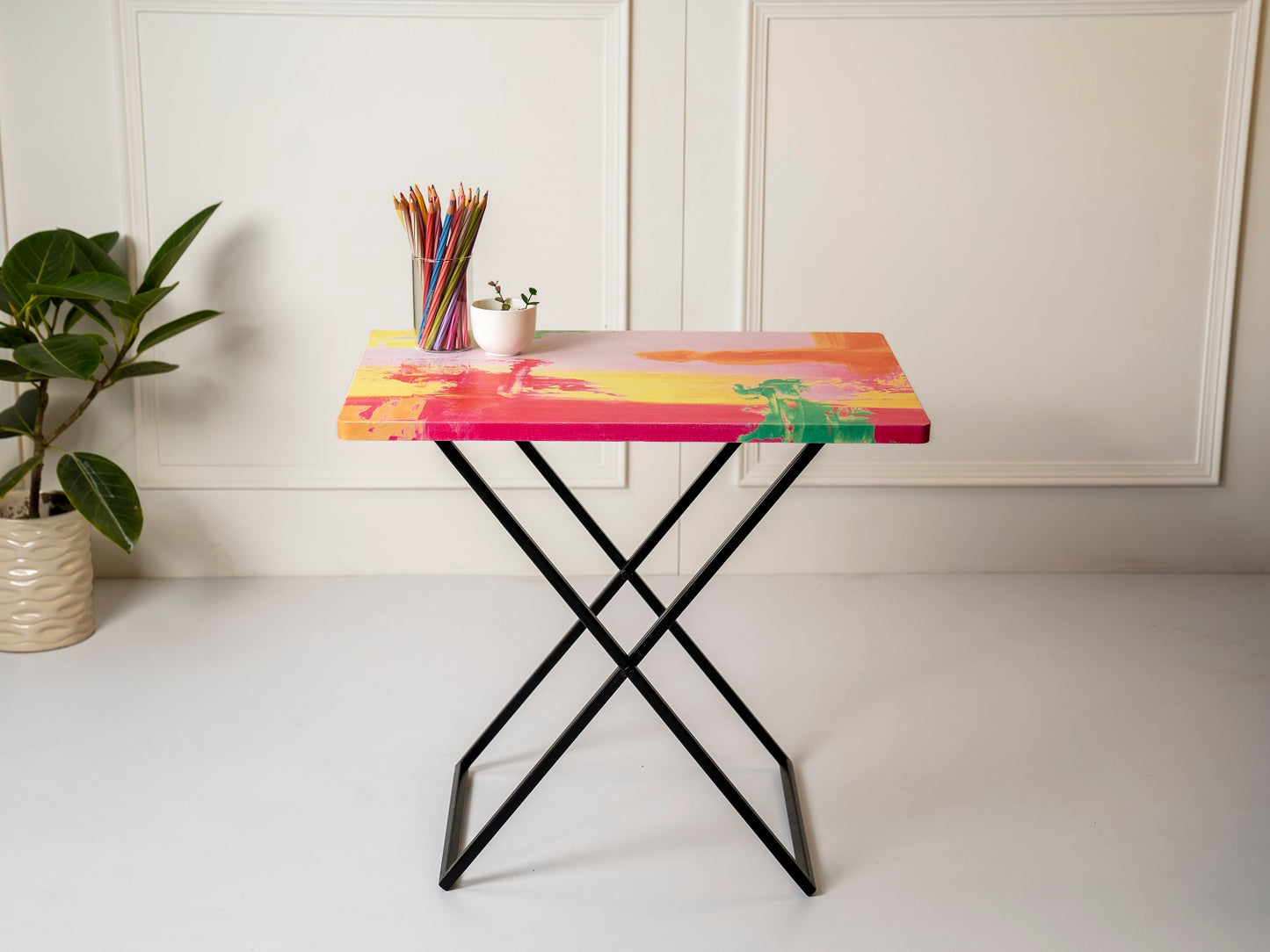 Neon Criss Cross Side Tables, Writing Tables, Wooden Tables, Kids Tables, End Tables Living Room Decor by A Tiny Mistake