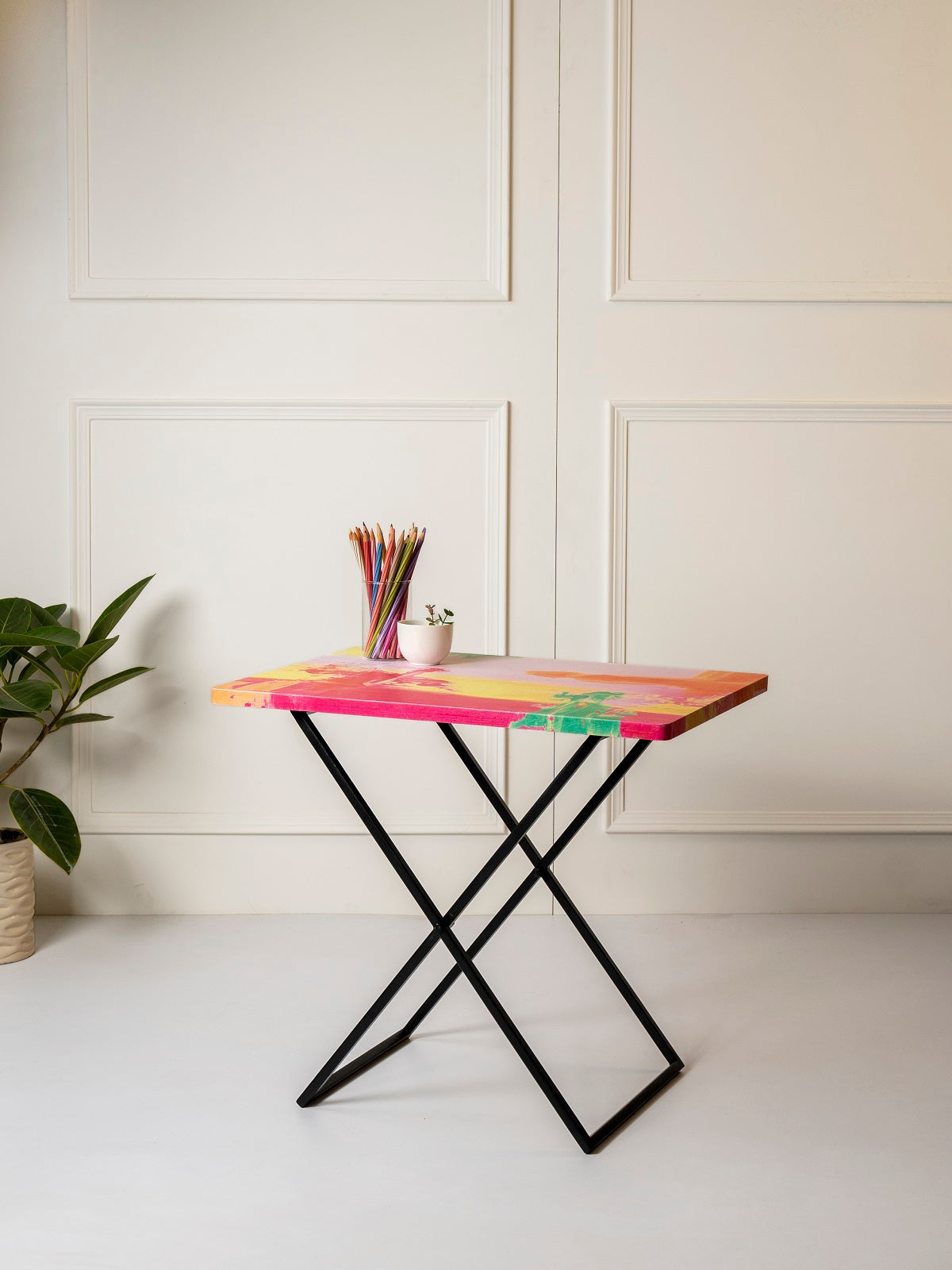 Neon Criss Cross Side Tables, Writing Tables, Wooden Tables, Kids Tables, End Tables Living Room Decor by A Tiny Mistake
