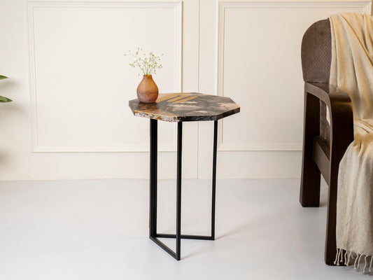 Monochromatic Octagon Oblique Side Tables, Wooden Tables, Living Room Decor by A Tiny Mistake
