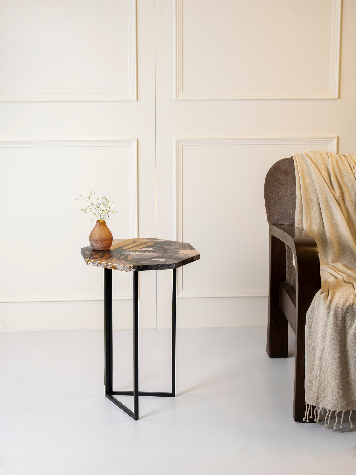 Monochromatic Octagon Oblique Side Tables, Wooden Tables, Living Room Decor by A Tiny Mistake