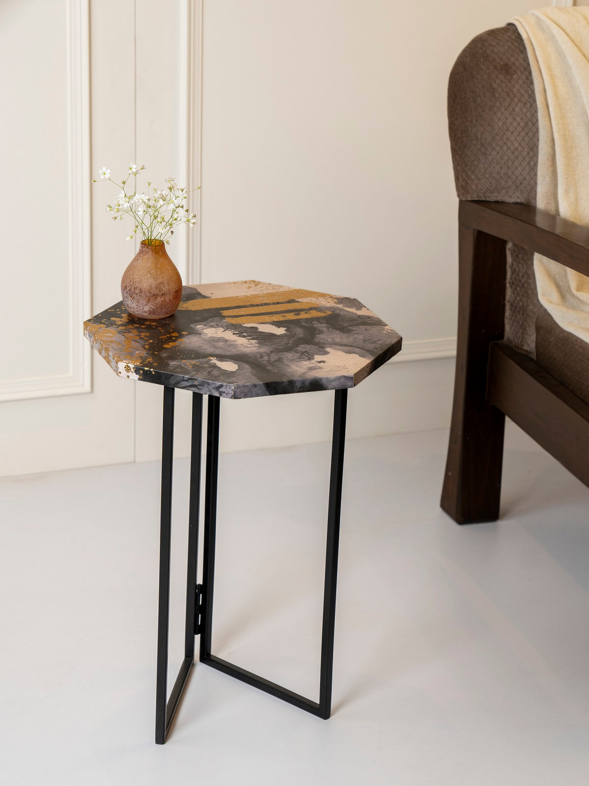 Monochromatic Octagon Oblique Side Tables, Wooden Tables, Living Room Decor by A Tiny Mistake
