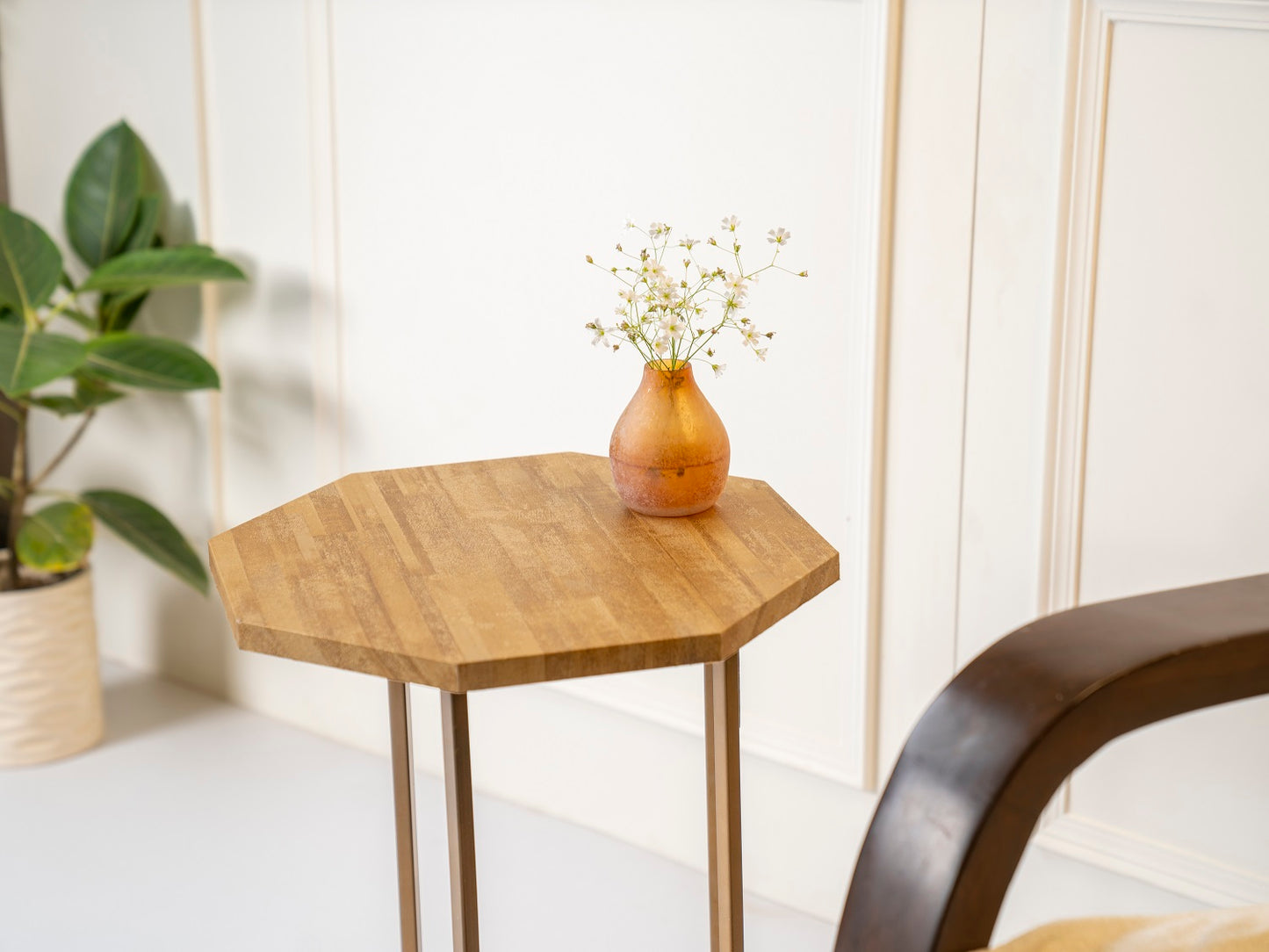 Gold Stacks Octagon Oblique Side Tables, Wooden Tables, Living Room Decor by A Tiny Mistake