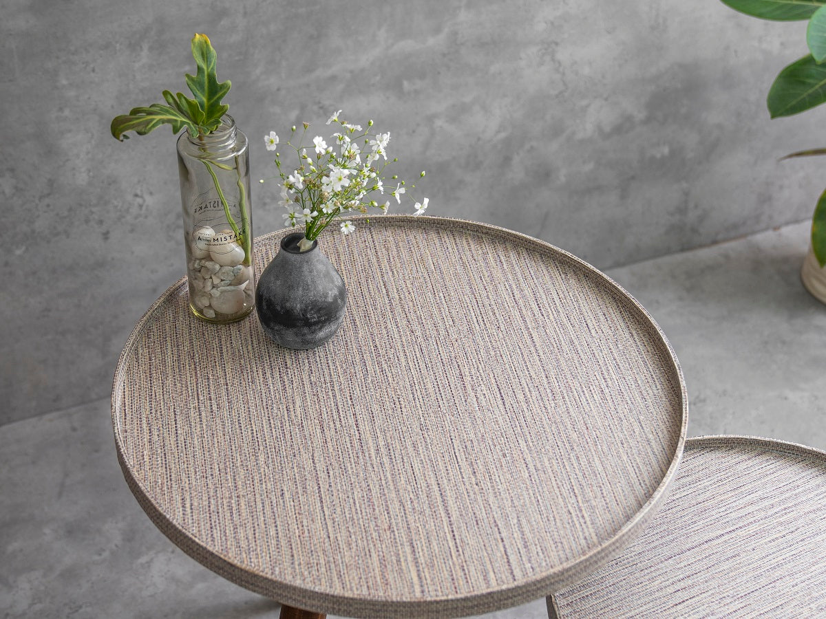 Weave Round Nesting Tables with Wooden Legs, Side Tables, Wooden Tables, Living Room Decor by A Tiny Mistake