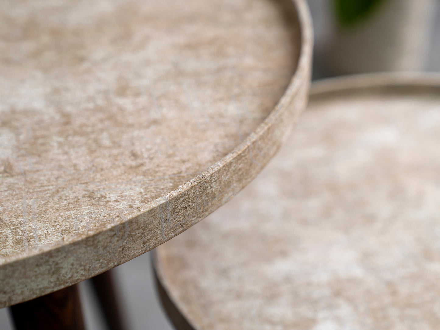 Ethereal Gold Round Nesting Tables with Wooden Legs, Side Tables, Wooden Tables, Living Room Decor by A Tiny Mistake