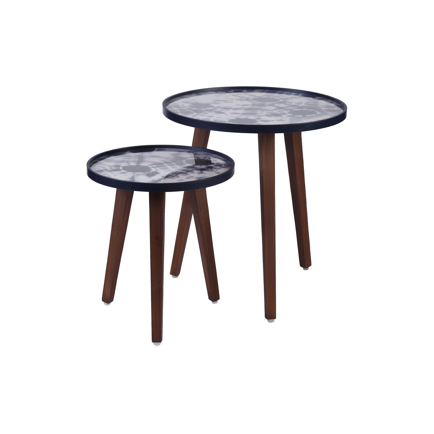 A Tiny Mistake Shibori Wooden Nesting Tables (Set of 2), Living Room Decor