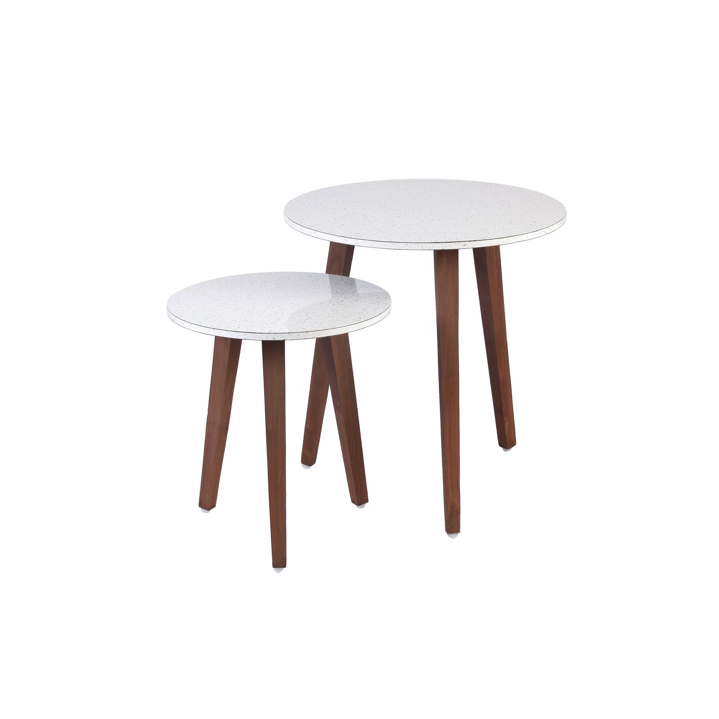 A Tiny Mistake White Granite Finish Wooden Nesting Tables (Set of 2), Living Room Decor