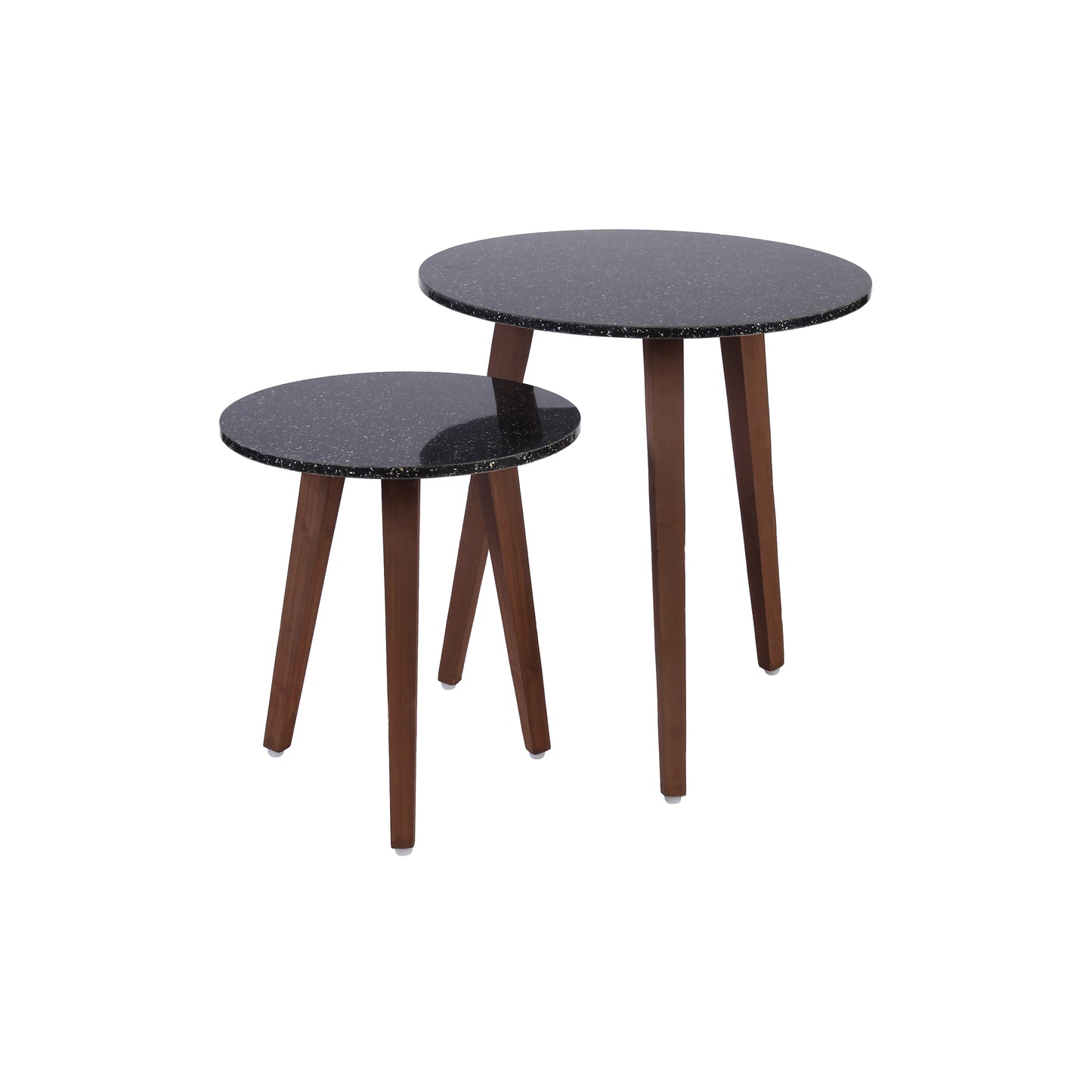 A Tiny Mistake Black Granite Finish Wooden Nesting Tables (Set of 2), Living Room Decor