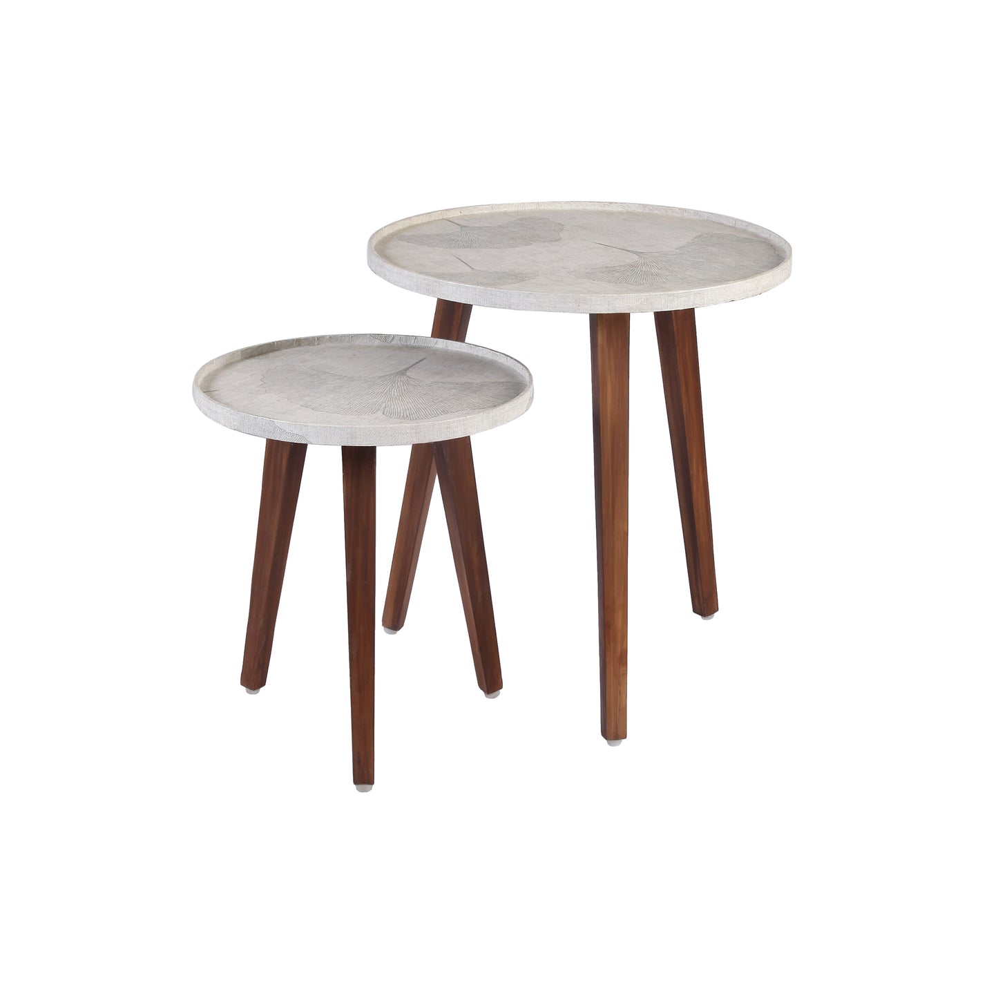 A Tiny Mistake Silver Blossom Wooden Nesting Tables (Set of 2), Living Room Decor