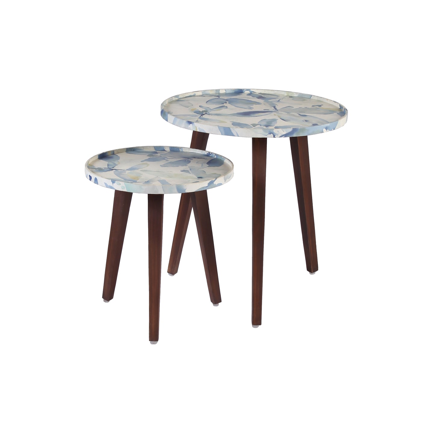 A Tiny Mistake Blue Whisper Wooden Nesting Tables (Set of 2), Living Room Decor