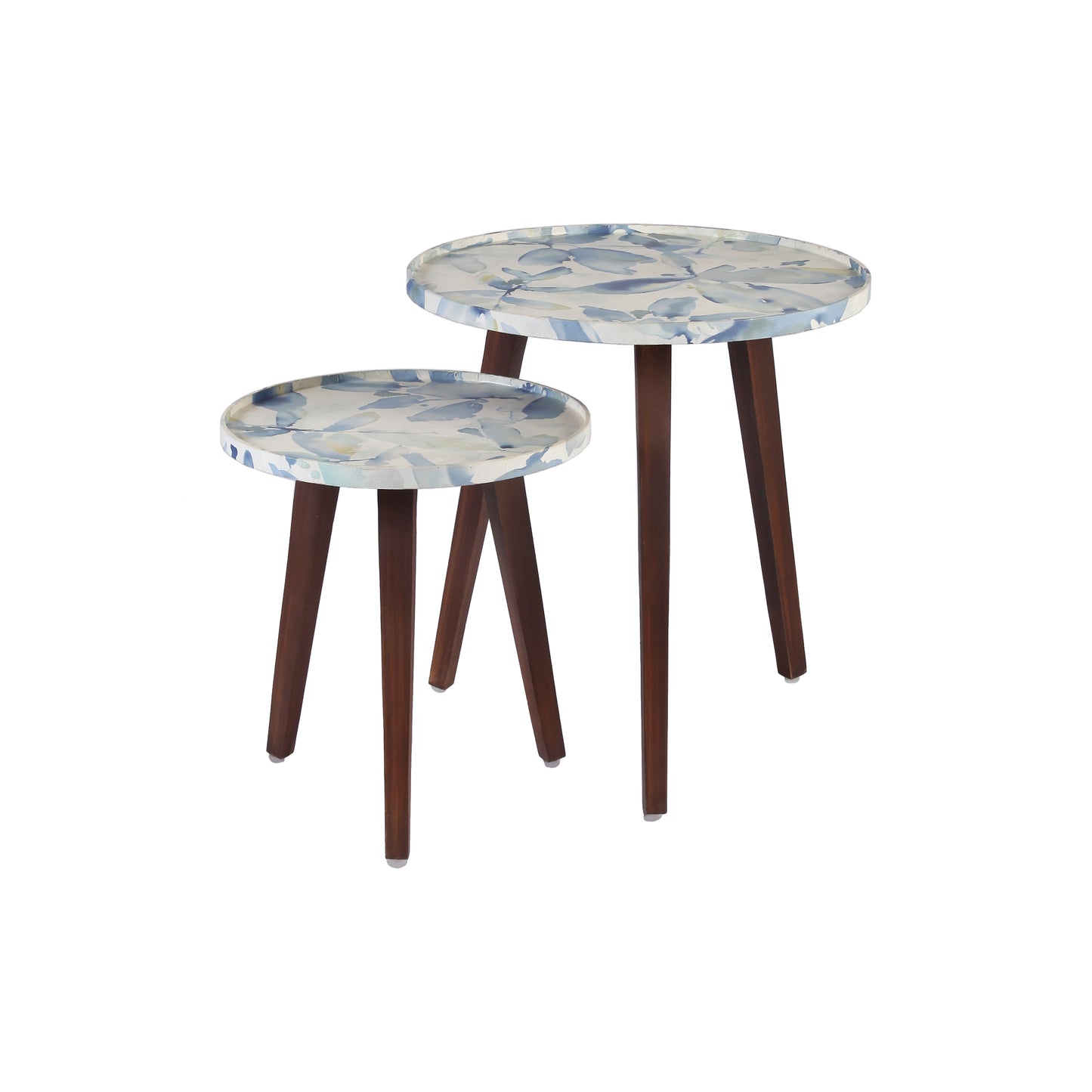 A Tiny Mistake Blue Whisper Wooden Nesting Tables (Set of 2), Living Room Decor