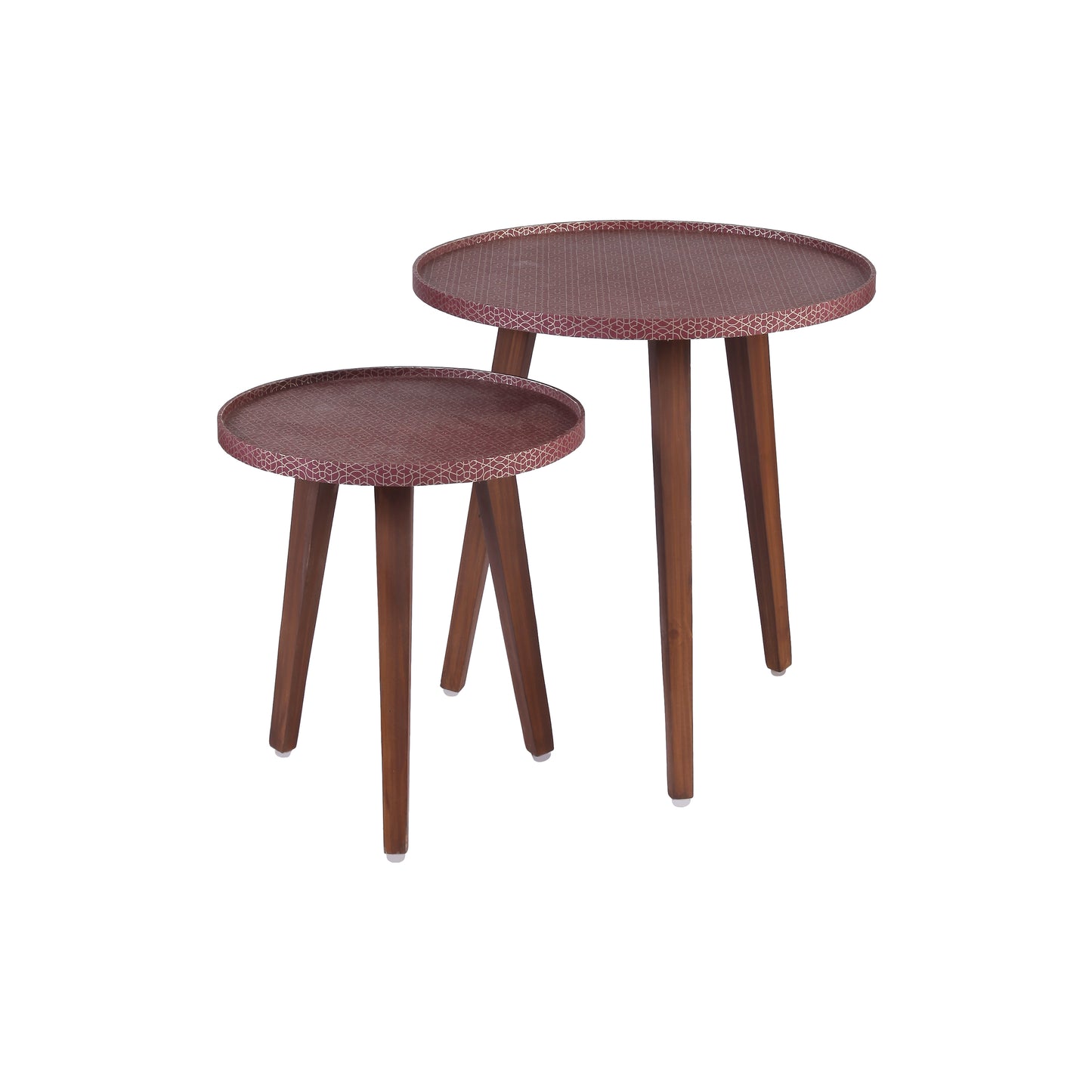 A Tiny Mistake Geometric Geru Wooden Nesting Tables (Set of 2), Living Room Decor