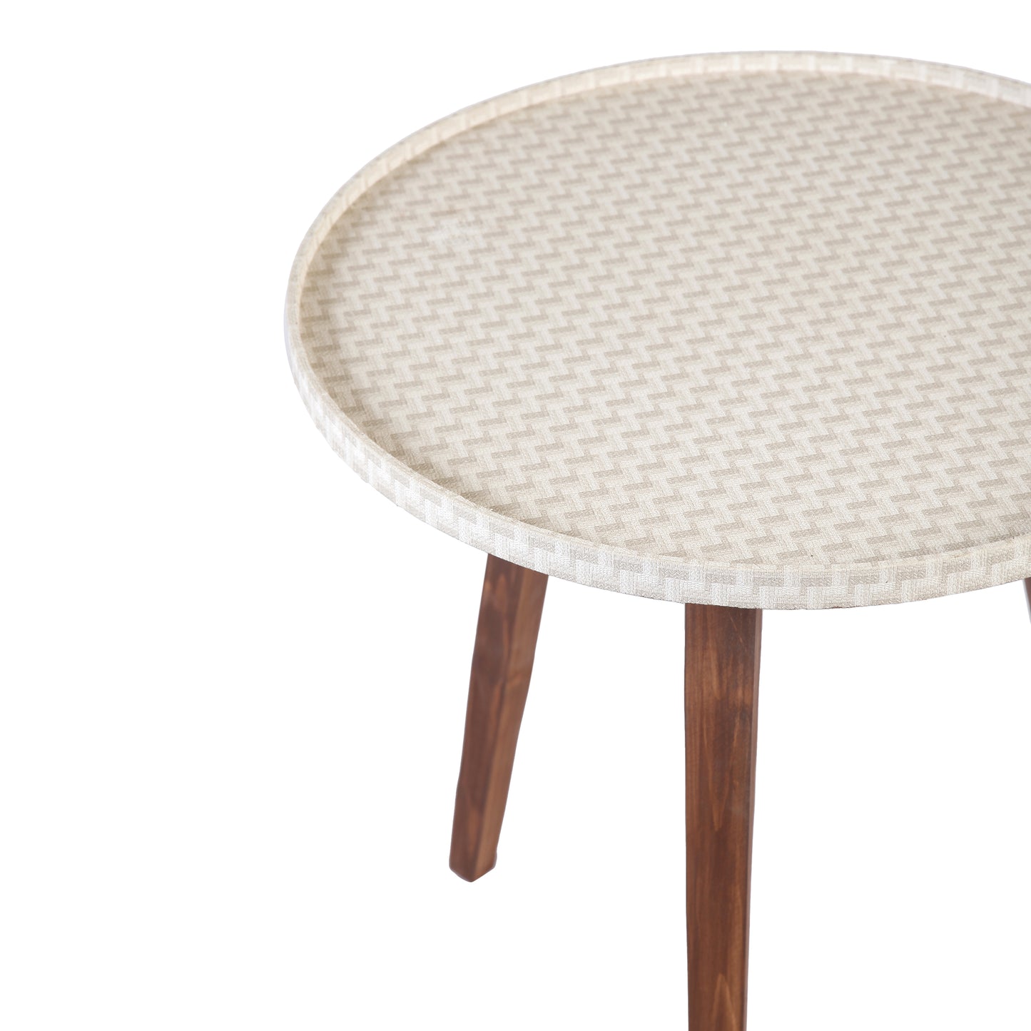 A Tiny Mistake Herringbone Beige Wooden Nesting Tables (Set of 2), Living Room Decor