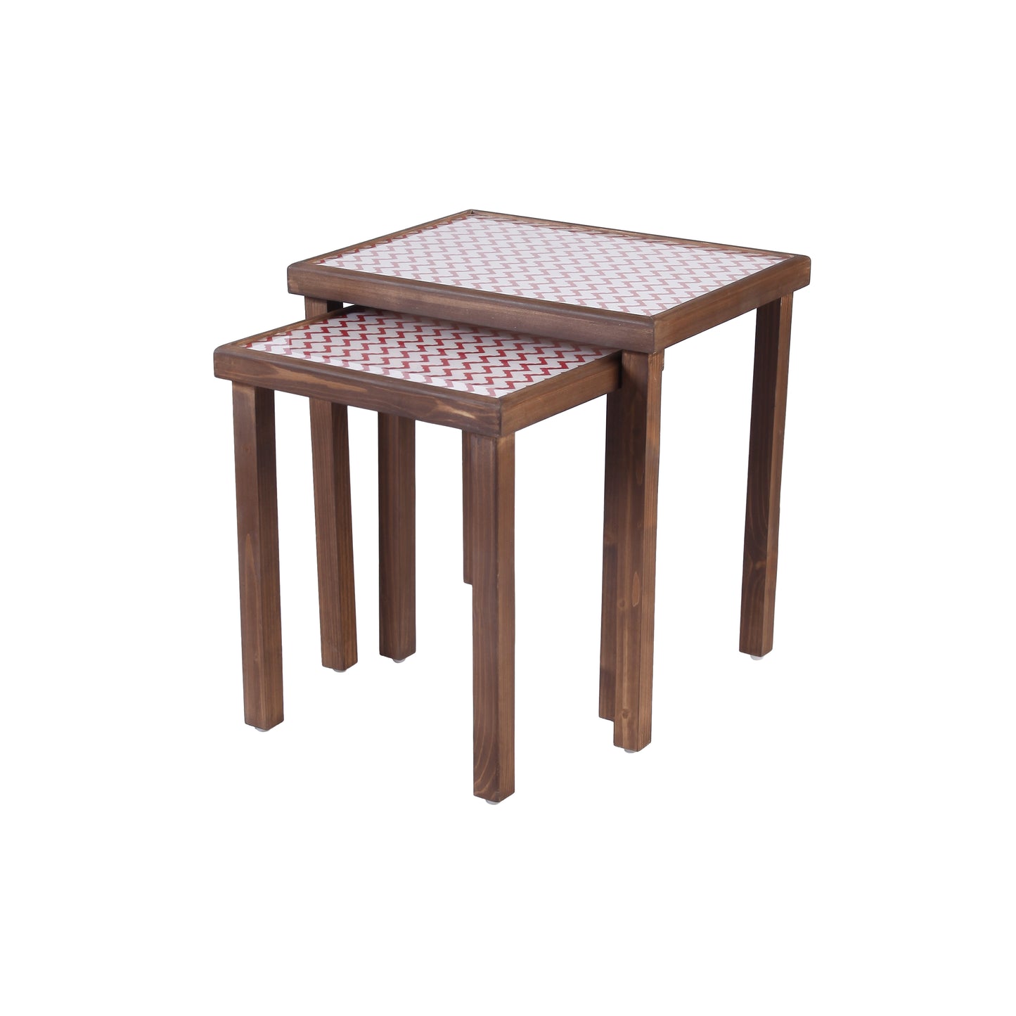 A Tiny Mistake Chevron Red Rectangle Nesting Tables (Set of Two)