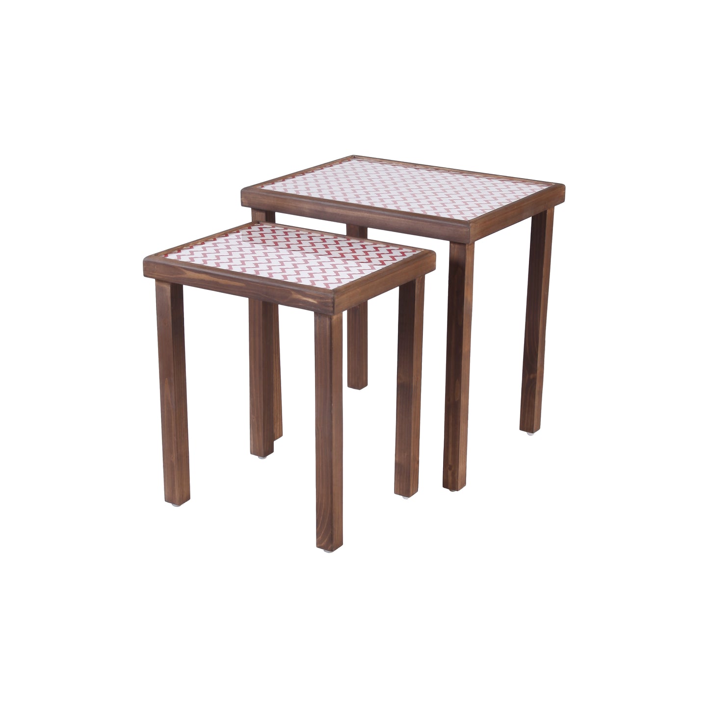 A Tiny Mistake Chevron Red Rectangle Nesting Tables (Set of Two)
