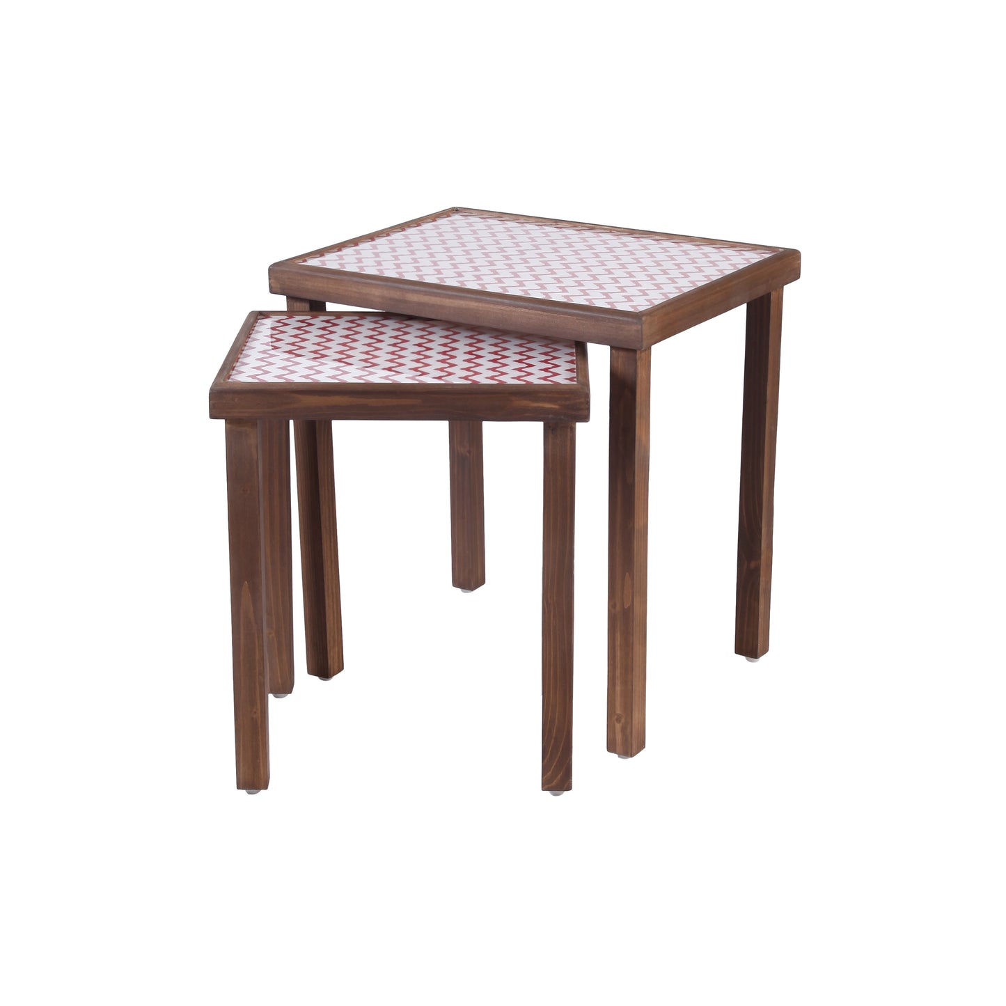 A Tiny Mistake Chevron Red Rectangle Nesting Tables (Set of Two)