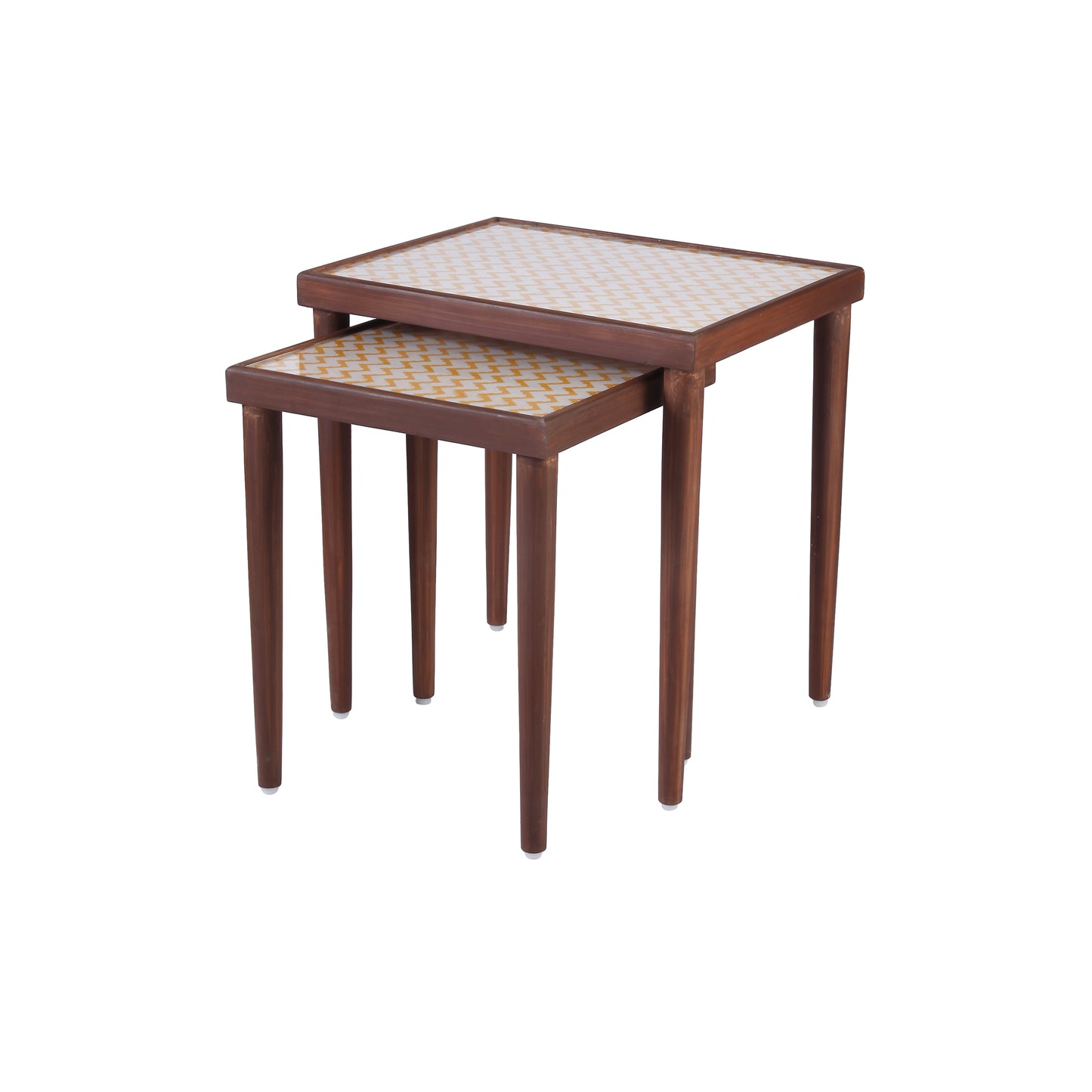 A Tiny Mistake Chevron Yellow Rectangle Nesting Tables (Set of Two)