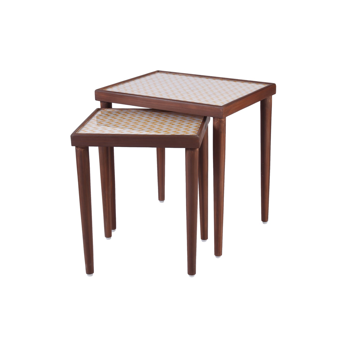 A Tiny Mistake Chevron Yellow Rectangle Nesting Tables (Set of Two)