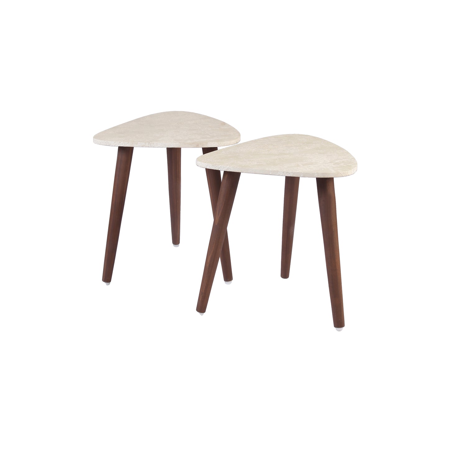 A Tiny Mistake Elegant White Motifs Trinity Side Table, End Table (Set of 2)