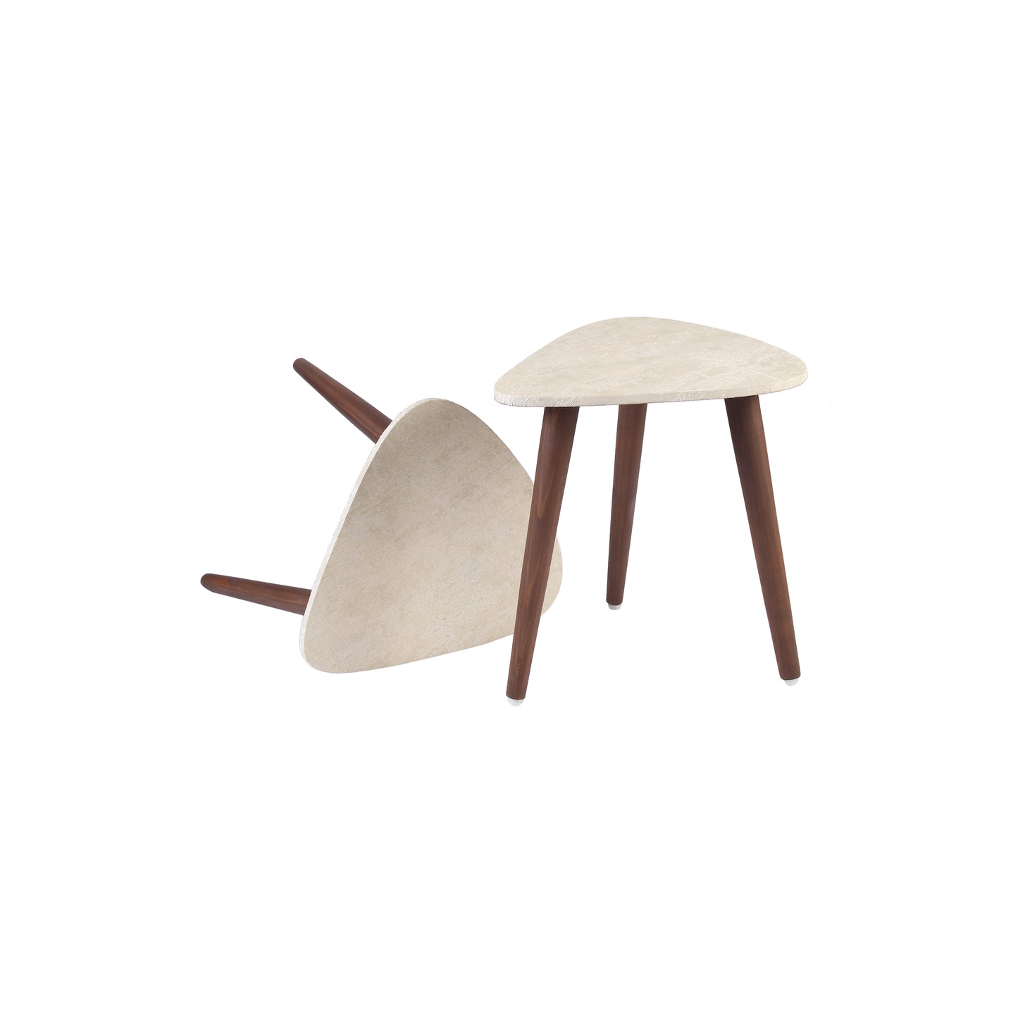 A Tiny Mistake Elegant White Motifs Trinity Side Table, End Table (Set of 2)