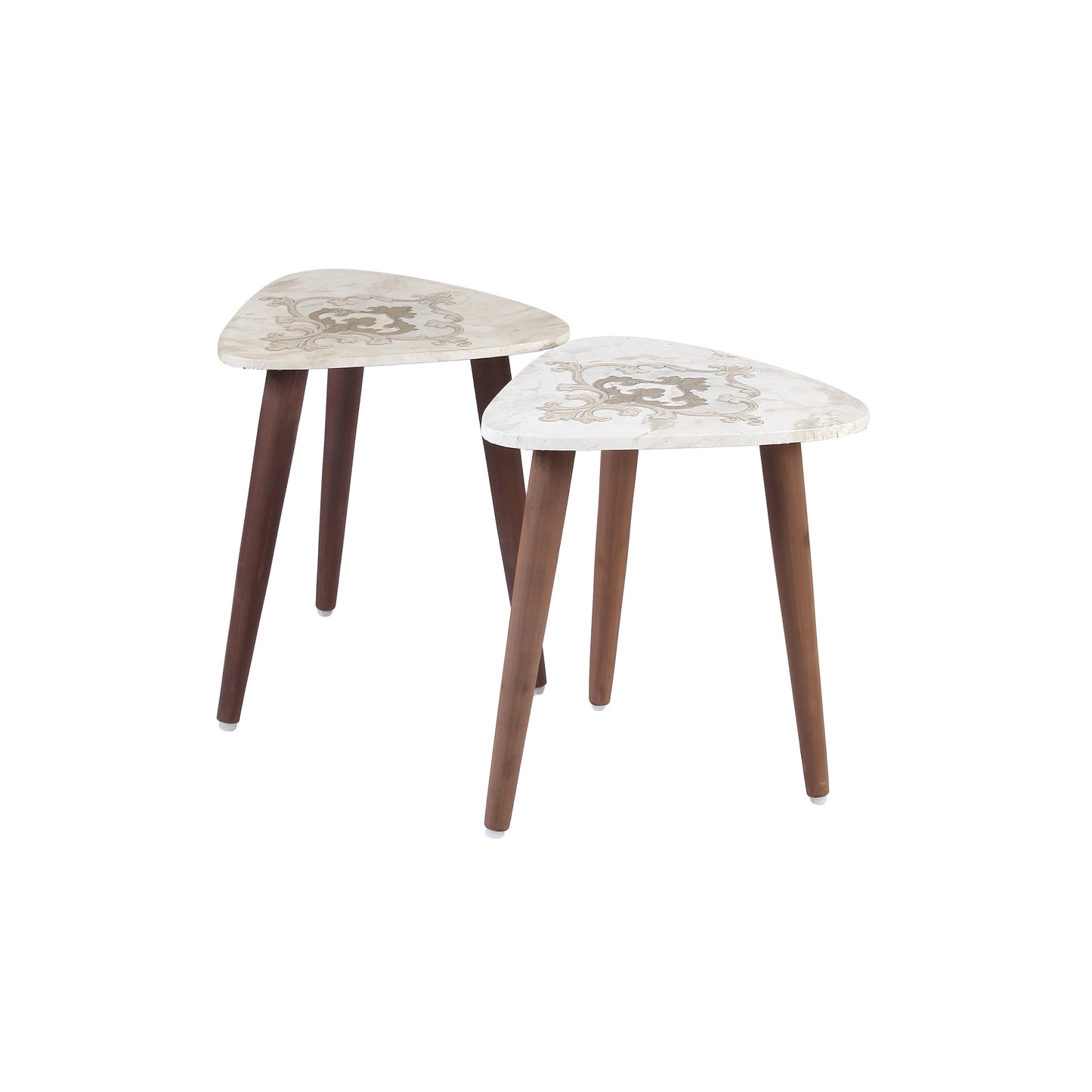 A Tiny Mistake Royal Marble Motifs Trinity Side Table, End Table (Set of 2)