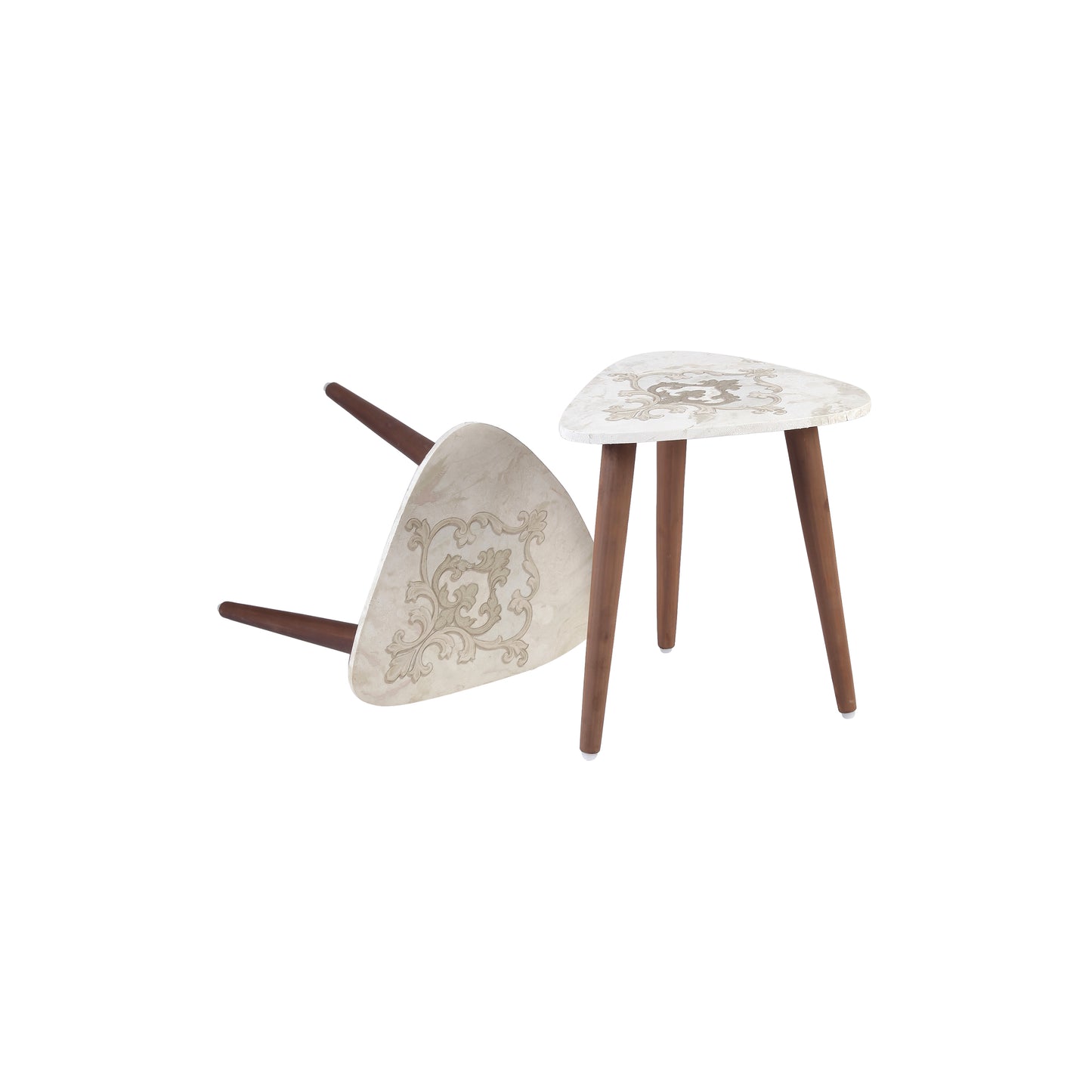 A Tiny Mistake Royal Marble Motifs Trinity Side Table, End Table (Set of 2)