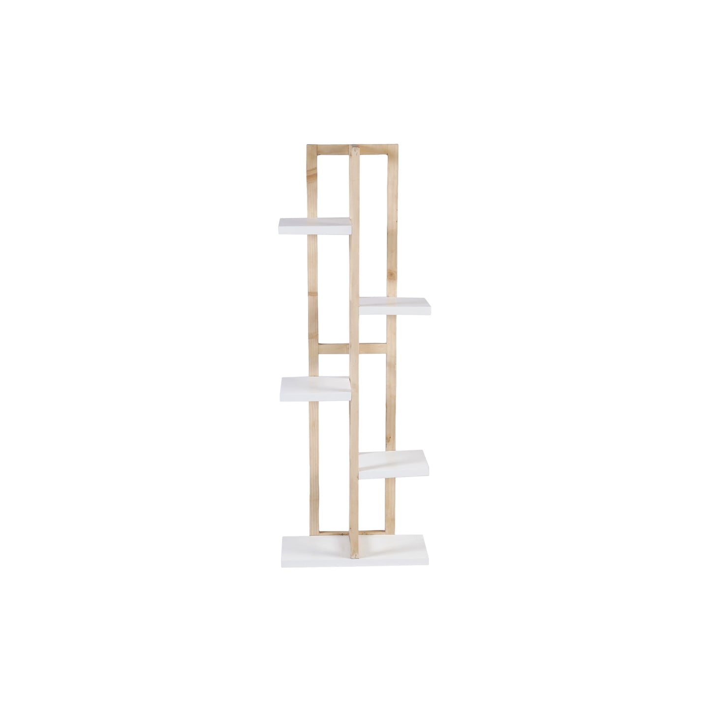 A Tiny MistakeAll Purpose Five Tier Stand (One Piece) (For Planters, Ornaments and Accessories) (Natural Pine Wood Stand with White Planks)